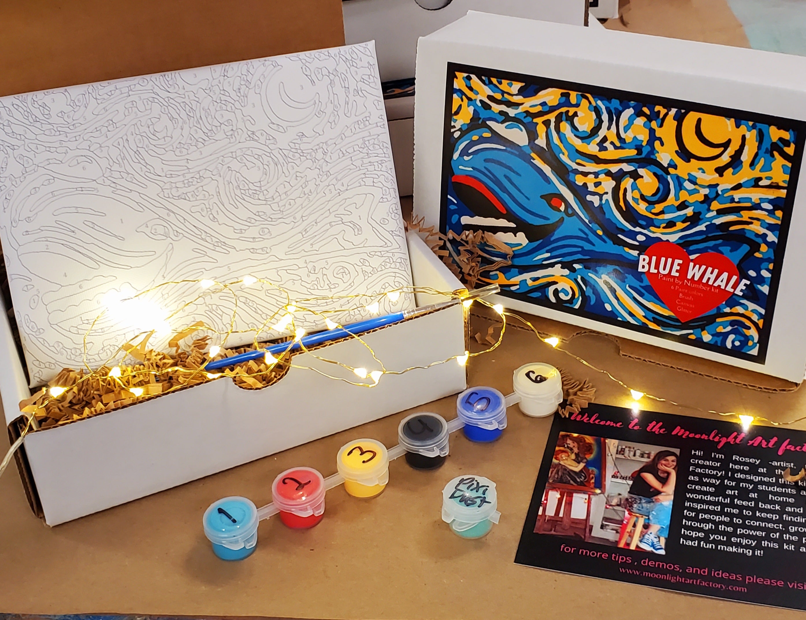 Moonlight Factory LOW STOCK ALERT! Mini Blue Whale Paint By Number Kit! – Moonlight Art ...